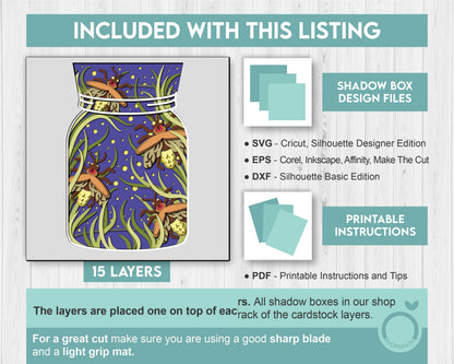 3D Firefly Shadow Box SVG, Firefly Layered  SVG, Firefly 3D Svg, Spring 3d svg, Fantasy Shadow Box Layered Papercut svg, Cricut Silhouette