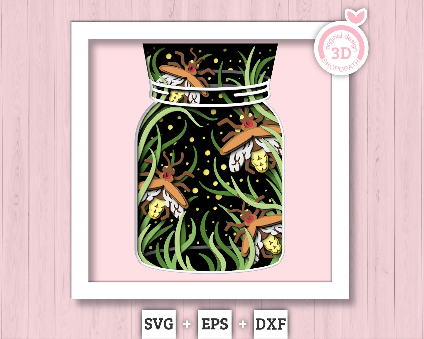 3D Firefly Shadow Box SVG, Firefly Layered  SVG, Firefly 3D Svg, Spring 3d svg, Fantasy Shadow Box Layered Papercut svg, Cricut Silhouette