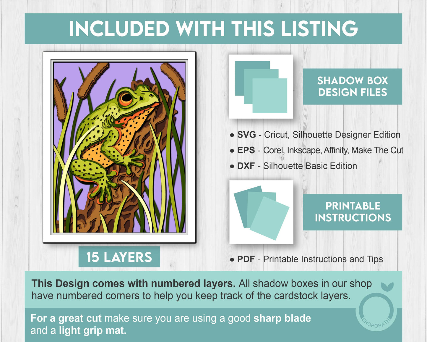 3D Frog On Tree Log Shadow Box SVG, 8x10 inch 3D Layered Frog Svg, 3D Summer SVG, 3D Cattail Plant Svg, 3D Pond SVG, Cricut Silhouette