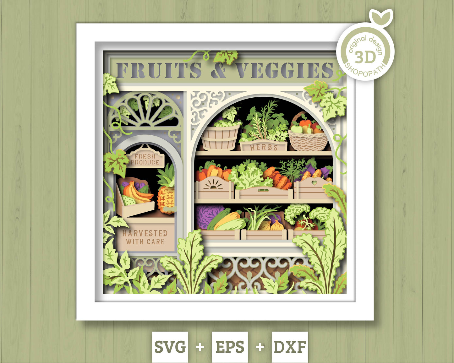 Fruits and Veggies Store - 3D Shadow Box Layered SVG DXF EPS (Cutting Files)