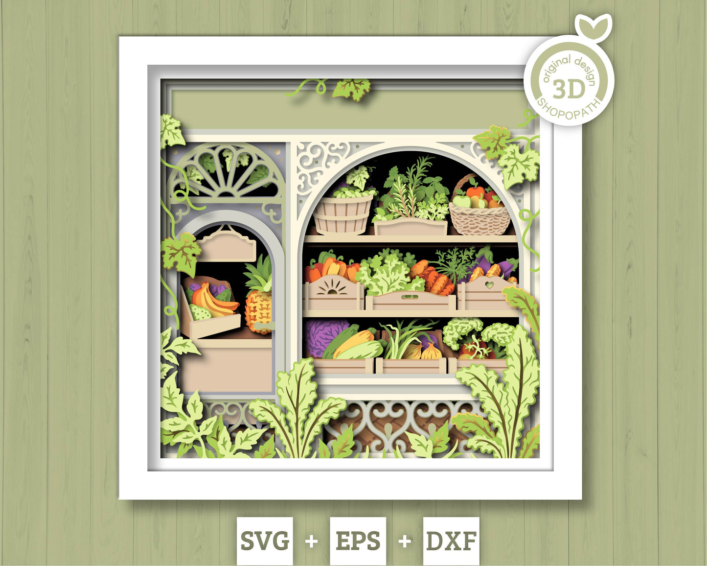 Fruits and Veggies Store - 3D Shadow Box Layered SVG DXF EPS (Cutting Files)