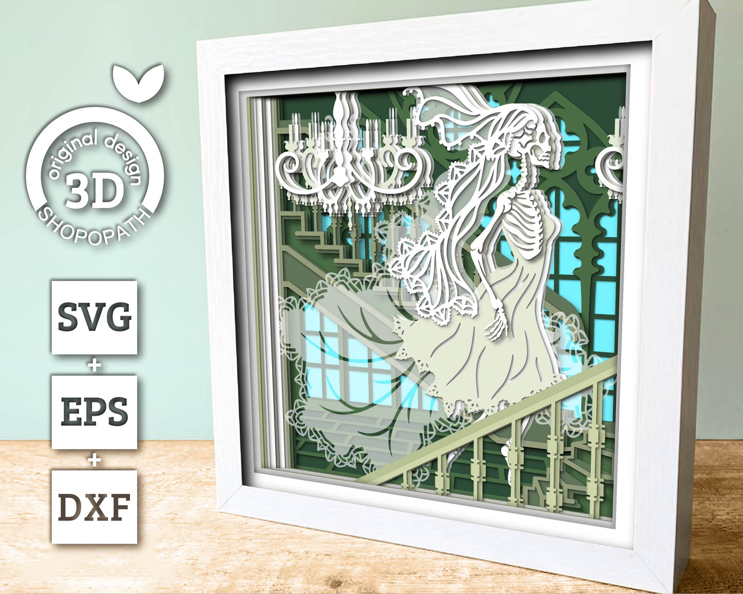 3D SVG Halloween Ghost Woman Shadow Box, Layered Woman Ghost 3d SVG, Skeleton 3D Svg Layered Papercut 3d SVG Halloween Cricut Silhouette
