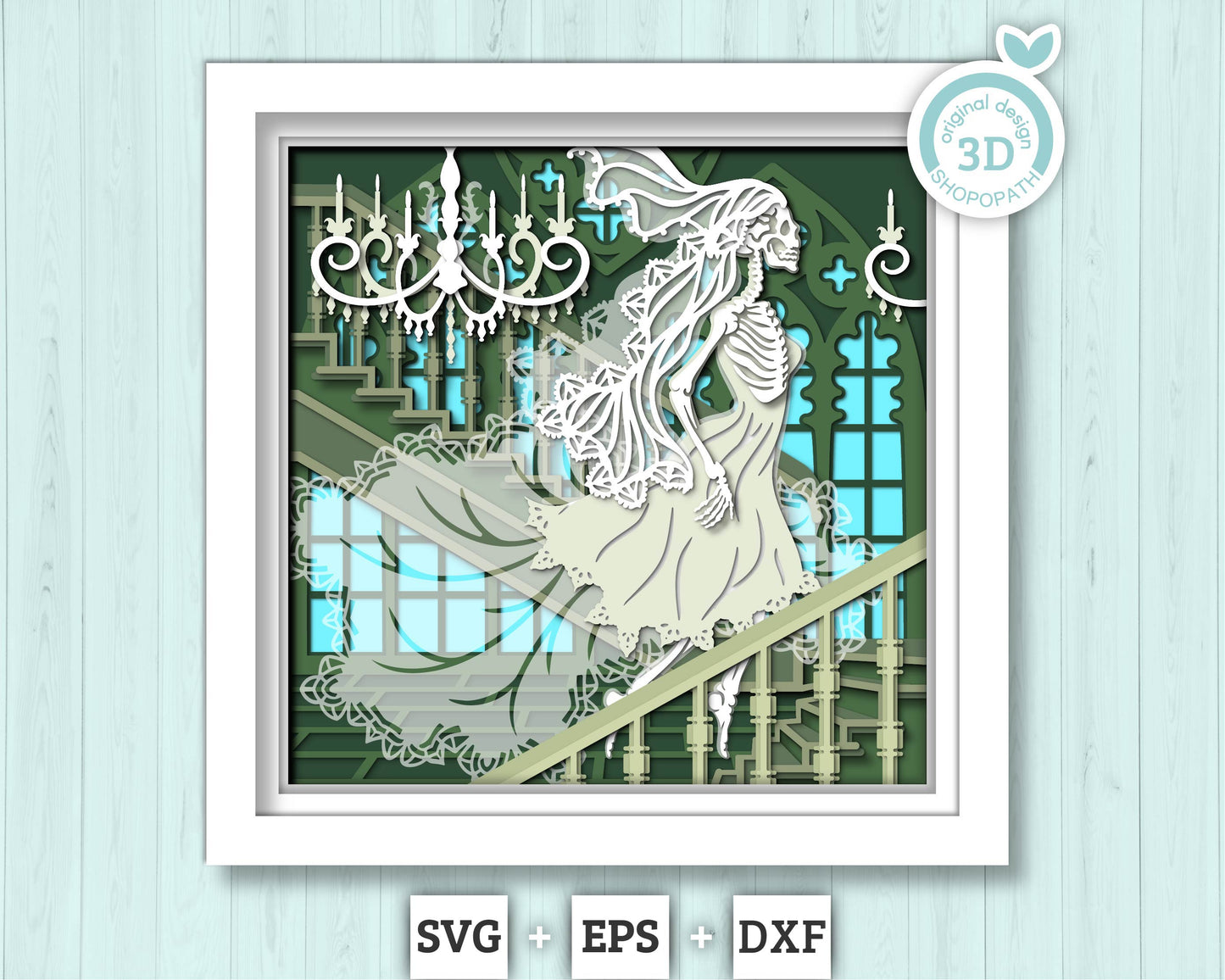 3D SVG Halloween Ghost Woman Shadow Box, Layered Woman Ghost 3d SVG, Skeleton 3D Svg Layered Papercut 3d SVG Halloween Cricut Silhouette