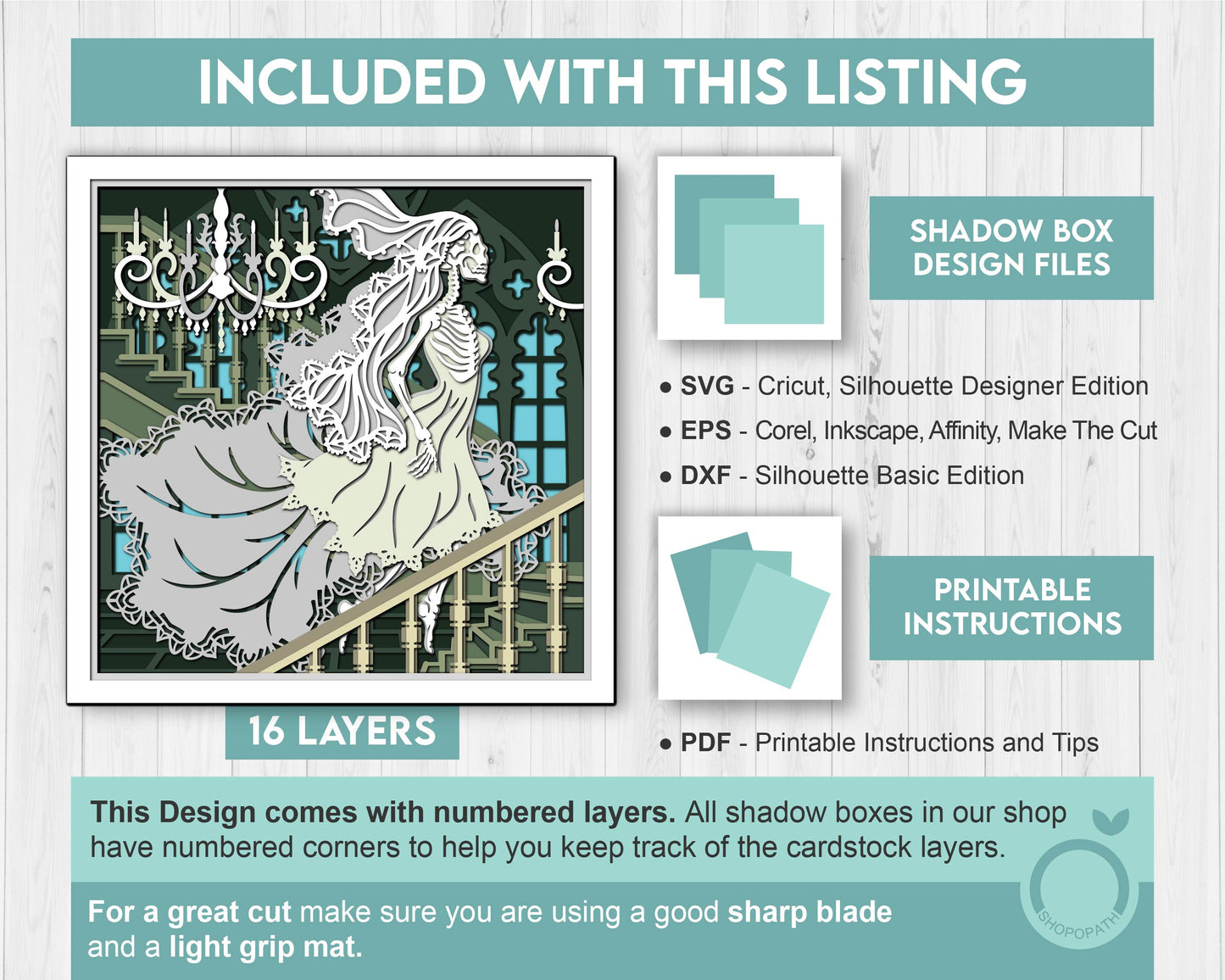 3D SVG Halloween Ghost Woman Shadow Box, Layered Woman Ghost 3d SVG, Skeleton 3D Svg Layered Papercut 3d SVG Halloween Cricut Silhouette