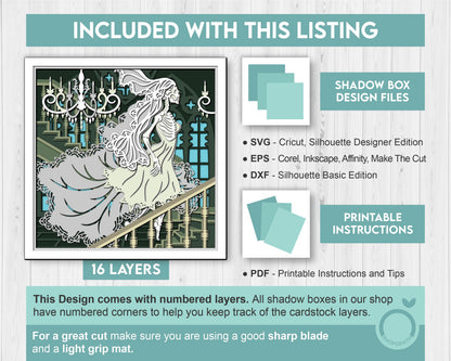 3D SVG Halloween Ghost Woman Shadow Box, Layered Woman Ghost 3d SVG, Skeleton 3D Svg Layered Papercut 3d SVG Halloween Cricut Silhouette
