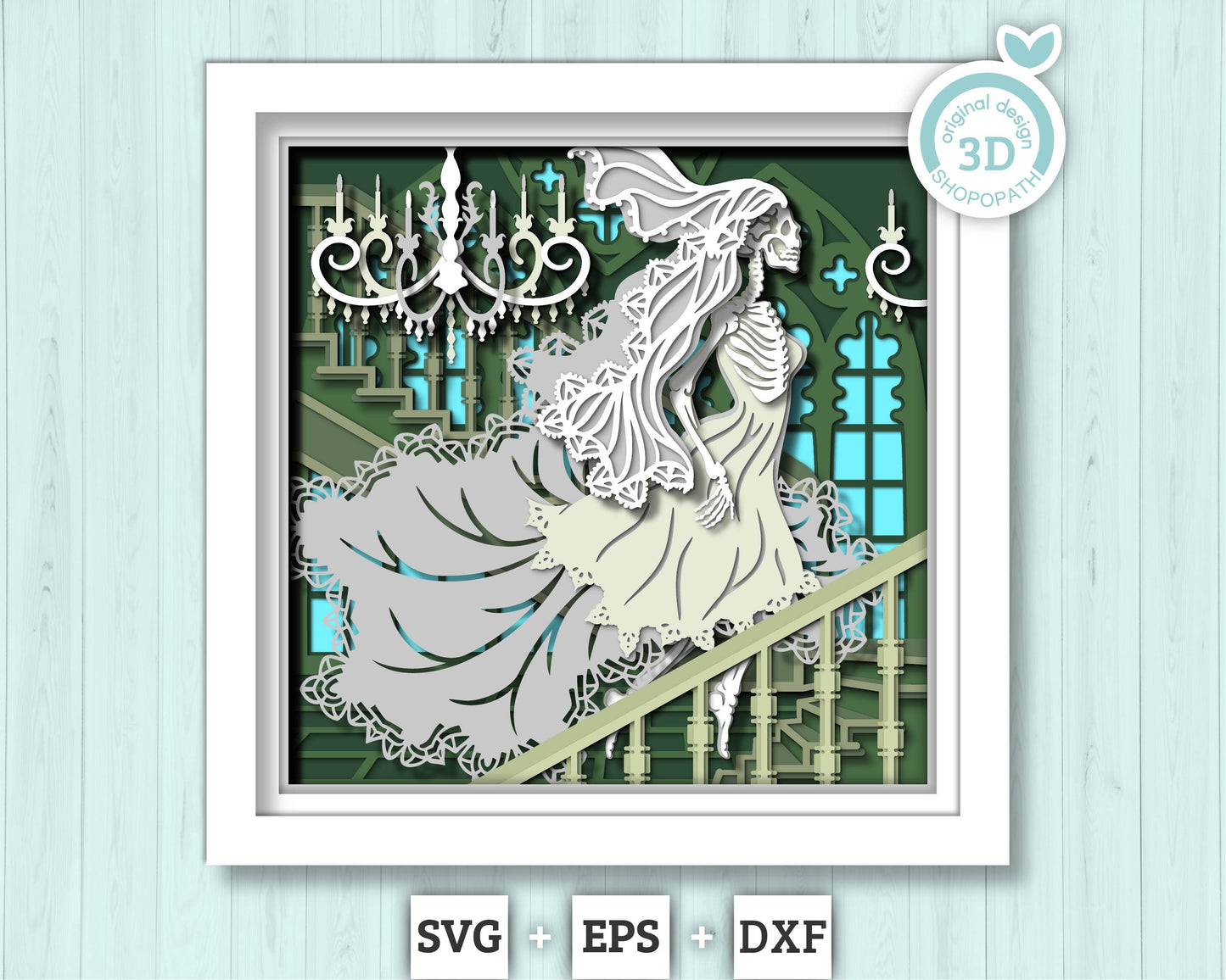 3D SVG Halloween Ghost Woman Shadow Box, Layered Woman Ghost 3d SVG, Skeleton 3D Svg Layered Papercut 3d SVG Halloween Cricut Silhouette