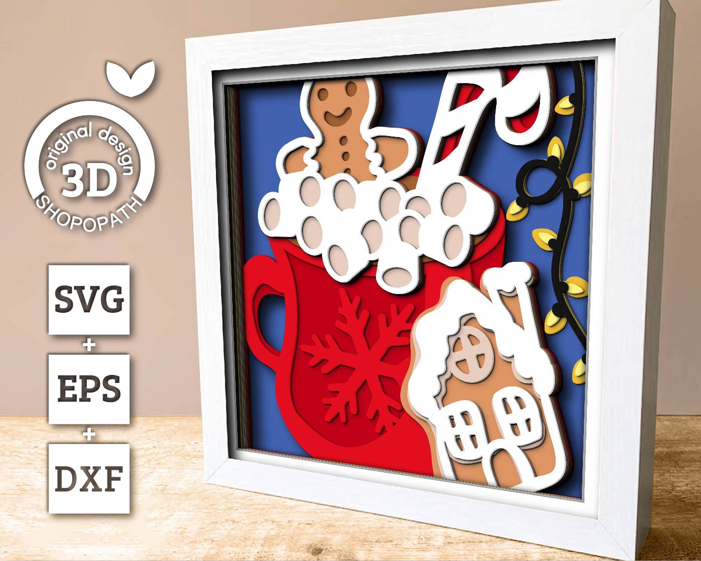 3D SVG Christmas Shadow Box, Layered Winter Svg, Winter Shadow Box, Christmas Gingerbread 3D Svg, Gingerbread House 3d Svg Cricut Silhouette