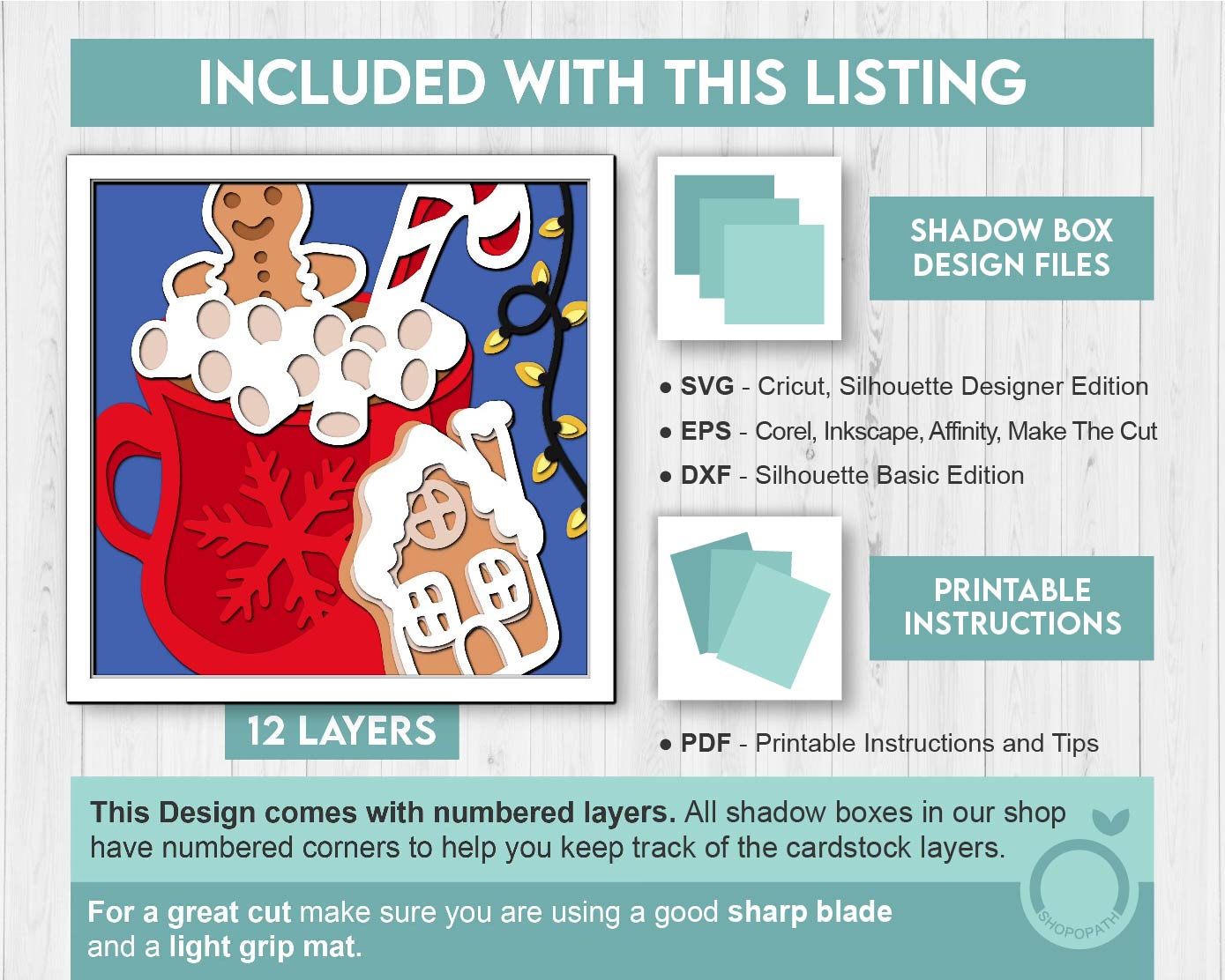 3D SVG Christmas Shadow Box, Layered Winter Svg, Winter Shadow Box, Christmas Gingerbread 3D Svg, Gingerbread House 3d Svg Cricut Silhouette