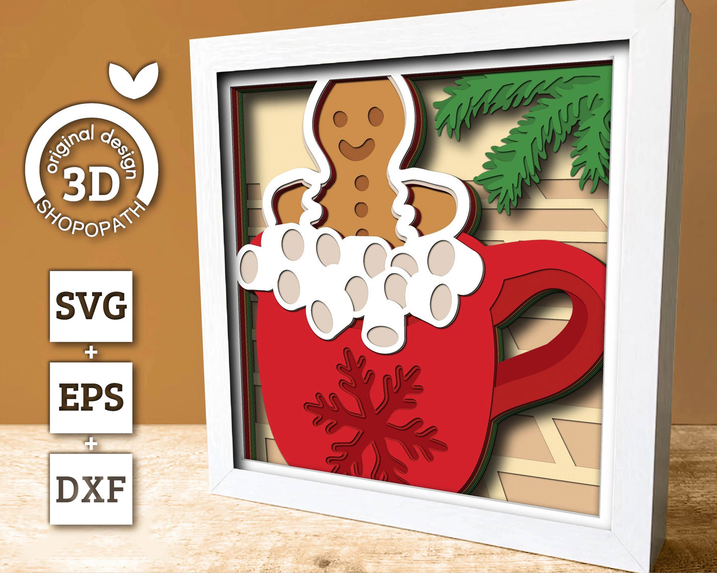 3D SVG Christmas Shadow Box, Layered Winter Shadow Box Svg, Gingerbread 3D Svg, Christmas Hot Cocoa 3d Svg, Snowflakes svg Cricut Silhouette