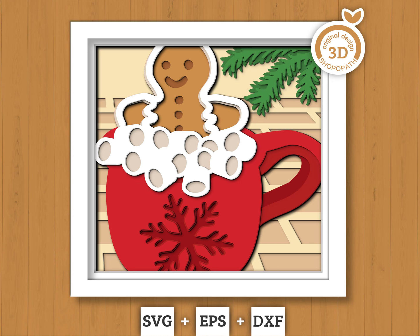 3D SVG Christmas Shadow Box, Layered Winter Shadow Box Svg, Gingerbread 3D Svg, Christmas Hot Cocoa 3d Svg, Snowflakes svg Cricut Silhouette