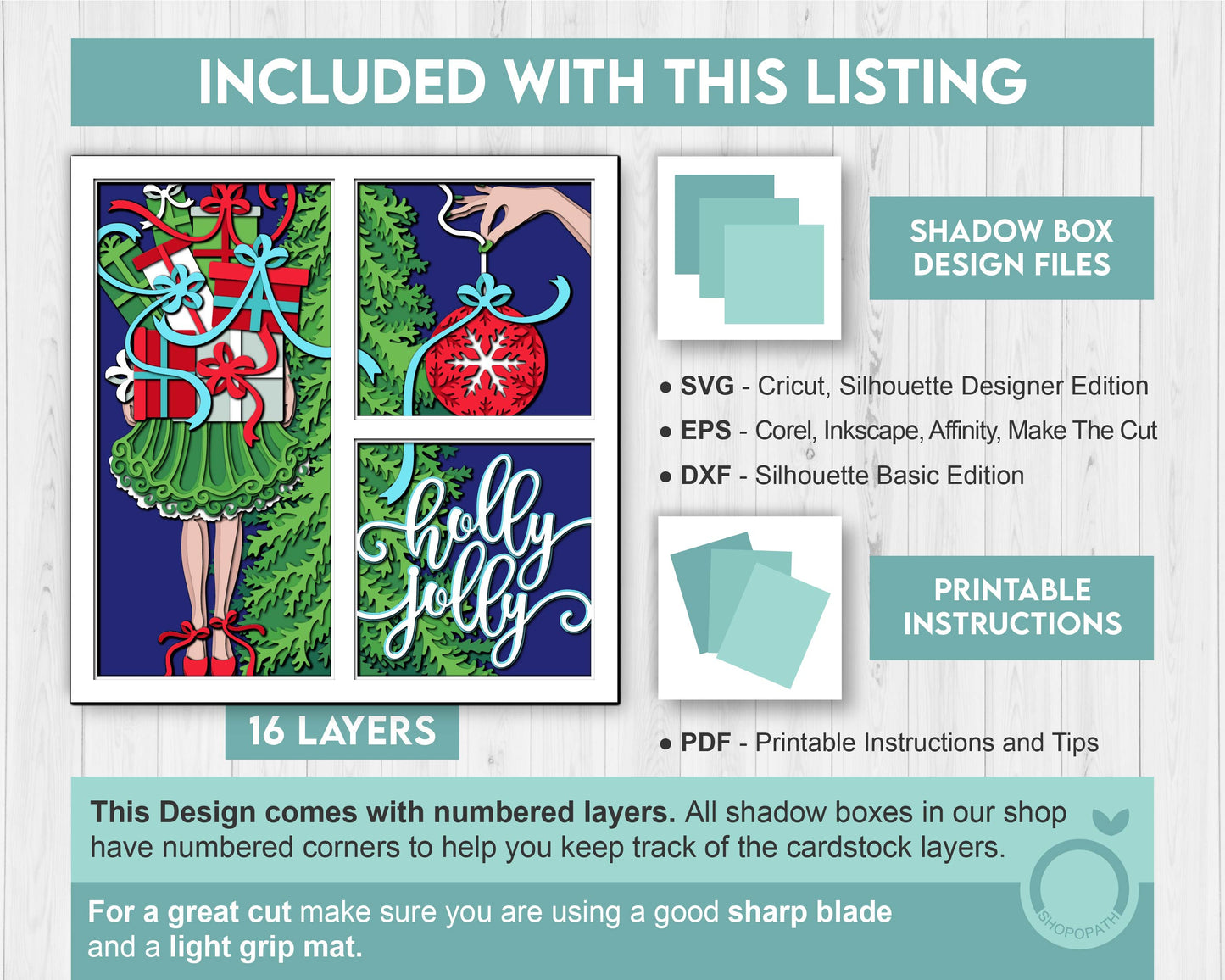 3D SVG Christmas Shadow Box, Layered Winter Svg, Presents Shadow Box, Christmas Gift 3D Svg, Christmas Ornament 3d Svg, Cricut Silhouette