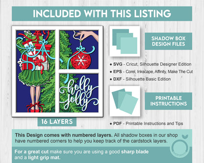 3D SVG Christmas Shadow Box, Layered Winter Svg, Presents Shadow Box, Christmas Gift 3D Svg, Christmas Ornament 3d Svg, Cricut Silhouette