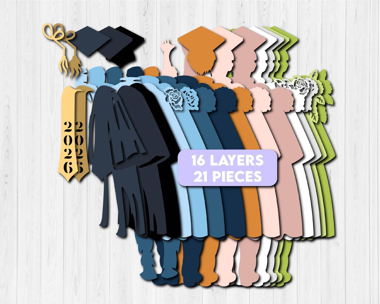 3D Layered Boy Man Graduation Bundle SVG EPS, 3D Layered Student, Class of 2026 3D Svg, Layered School 3D Svg, Laser Cut Graduation, Cricut