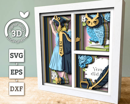 3D Graduation Girl Short Hair Shadow Box SVG, 3D Class of 2026 svg, 3D Diploma SVG, 3D Owl svg, 3D Summer SVG, 3D Graduation Cap svg, Cricut Silhouette (Copy)