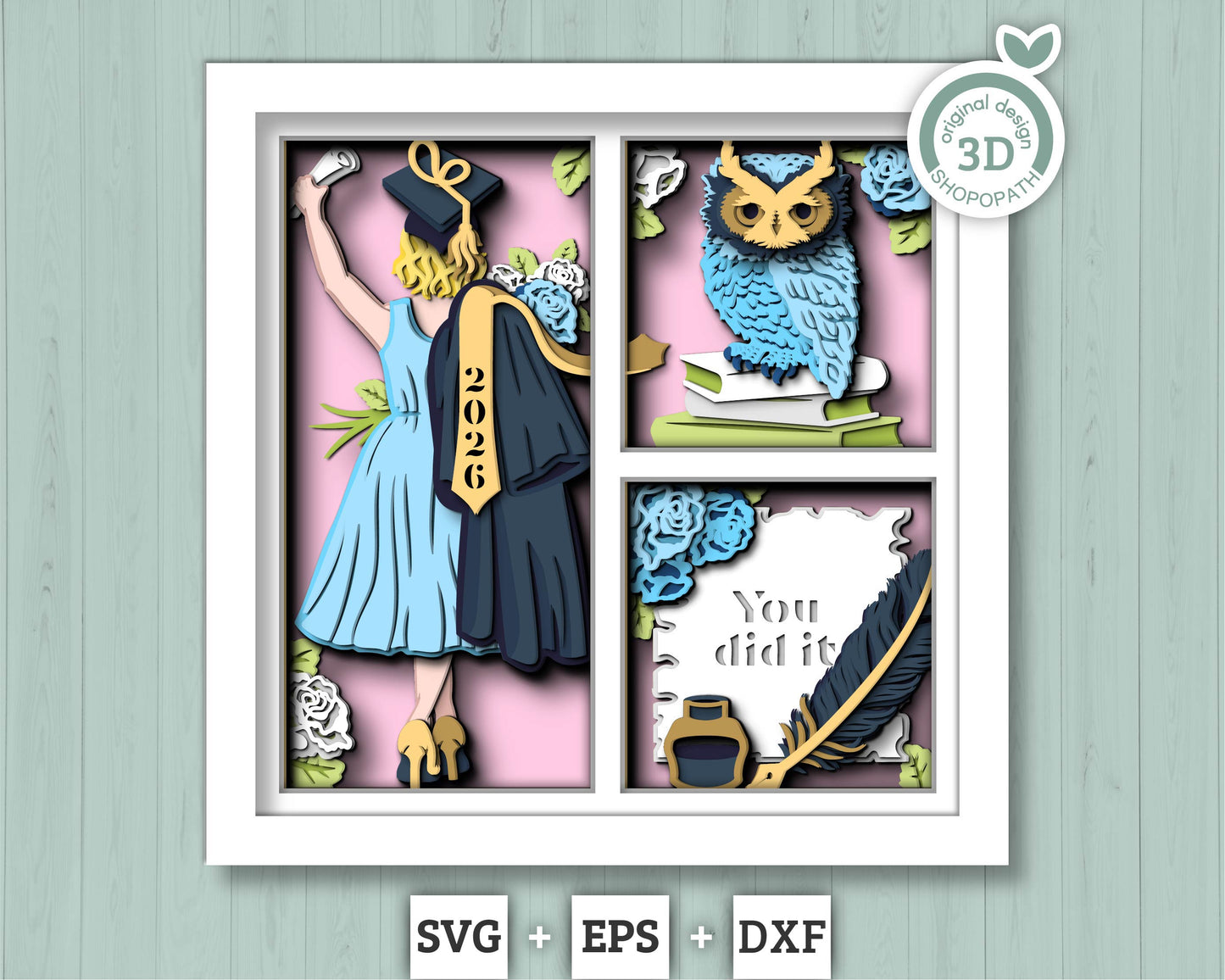 3D Graduation Girl Short Hair Shadow Box SVG, 3D Class of 2026 svg, 3D Diploma SVG, 3D Owl svg, 3D Summer SVG, 3D Graduation Cap svg, Cricut Silhouette (Copy)