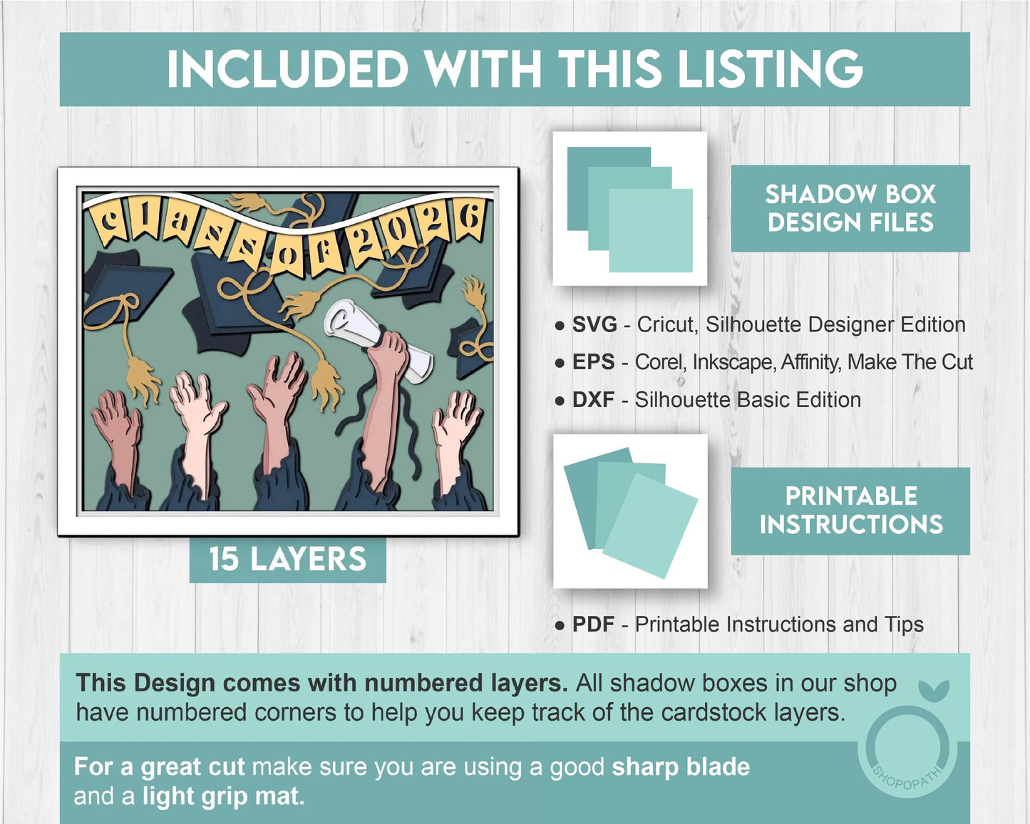 3D Graduation Students Shadow Box SVG, 3D Summer SVG, 3D Class of 2026 svg, 3D Diploma SVG, 3D Graduation Cap svg, Cricut Silhouette