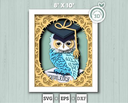 3D Graduation Shadow Box SVG, 3D Summer SVG, 3D Class of 2026 svg, 3D Owl svg, 3D Graduation Cap svg, 3D Diploma SVG, Cricut Silhouette