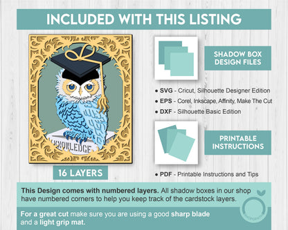 3D Graduation Shadow Box SVG, 3D Summer SVG, 3D Class of 2026 svg, 3D Owl svg, 3D Graduation Cap svg, 3D Diploma SVG, Cricut Silhouette