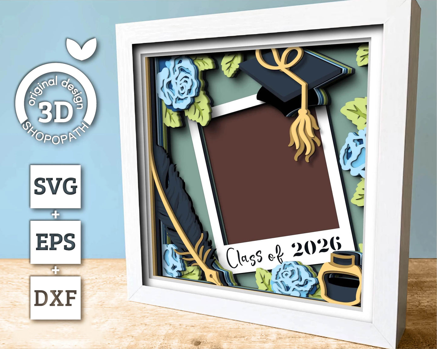 3D Customisable Graduation Shadow Box SVG, 3D Class of 2026 svg, 3D Owl svg, 3D Graduation Cap svg, 3D Summer SVG, Cricut Silhouette