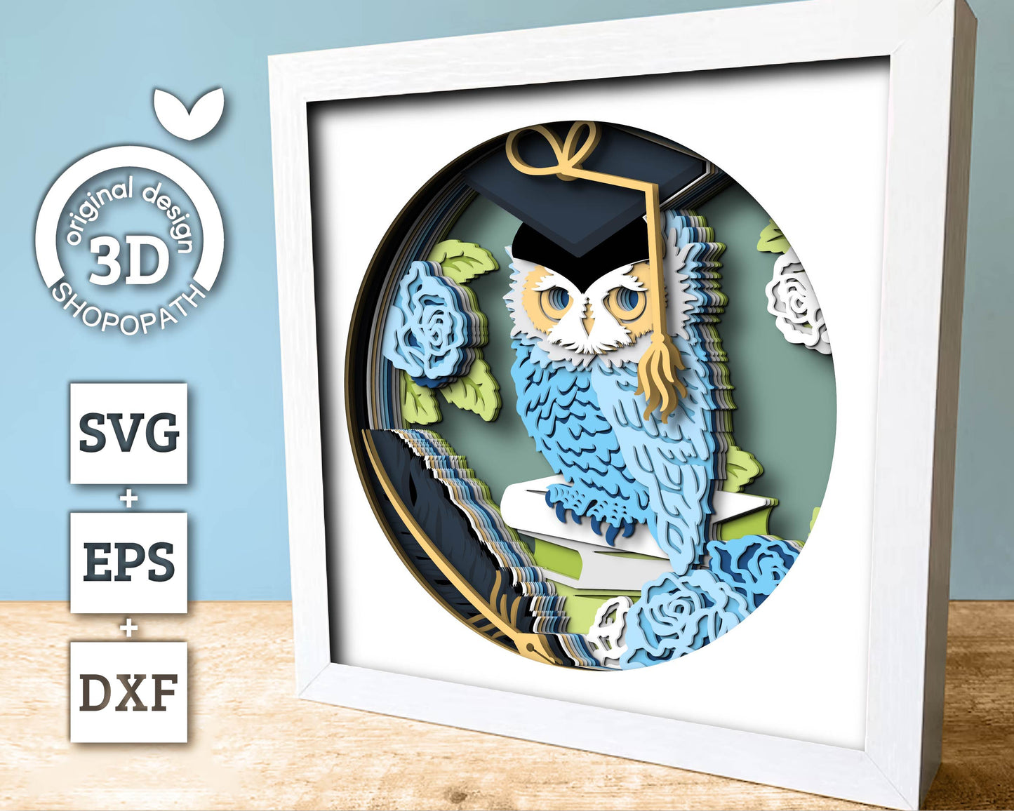 3D Graduation Shadow Box SVG, 3D Summer SVG, 3D Class of 2026 svg, 3D Owl svg, 3D Graduation Cap svg, 3D Quill SVG, Cricut Silhouette