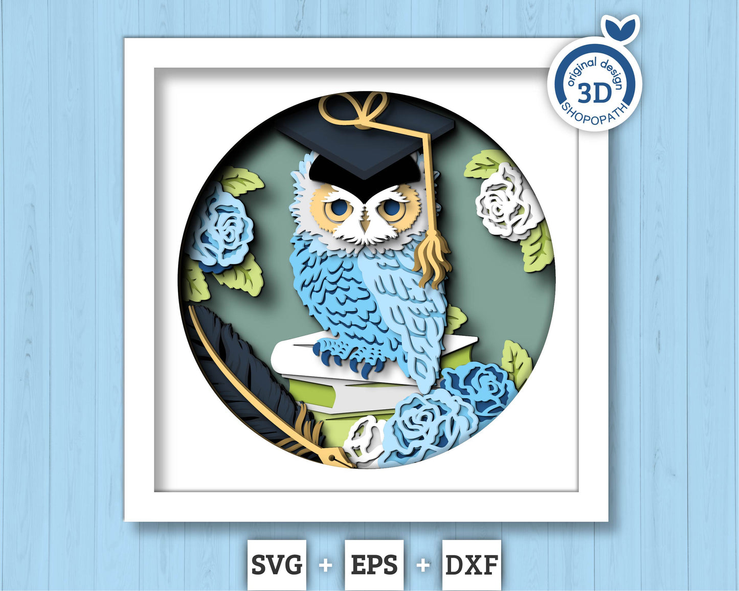 3D Graduation Shadow Box SVG, 3D Summer SVG, 3D Class of 2026 svg, 3D Owl svg, 3D Graduation Cap svg, 3D Quill SVG, Cricut Silhouette