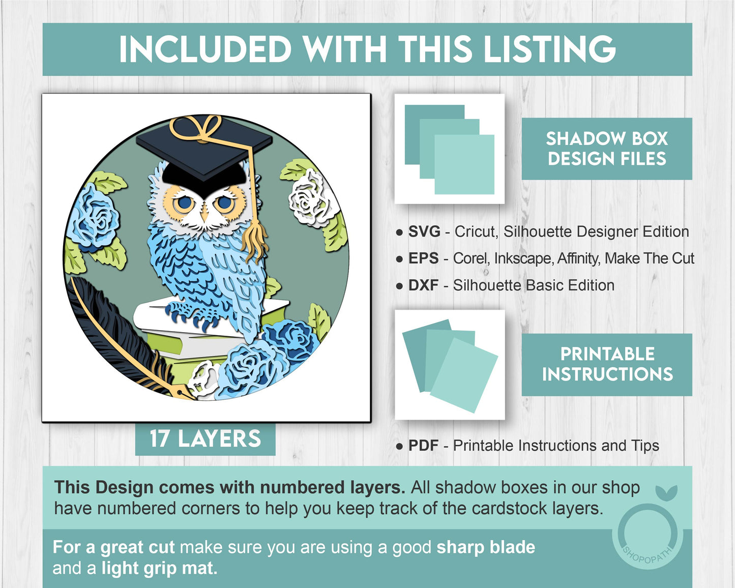 3D Graduation Shadow Box SVG, 3D Summer SVG, 3D Class of 2026 svg, 3D Owl svg, 3D Graduation Cap svg, 3D Quill SVG, Cricut Silhouette