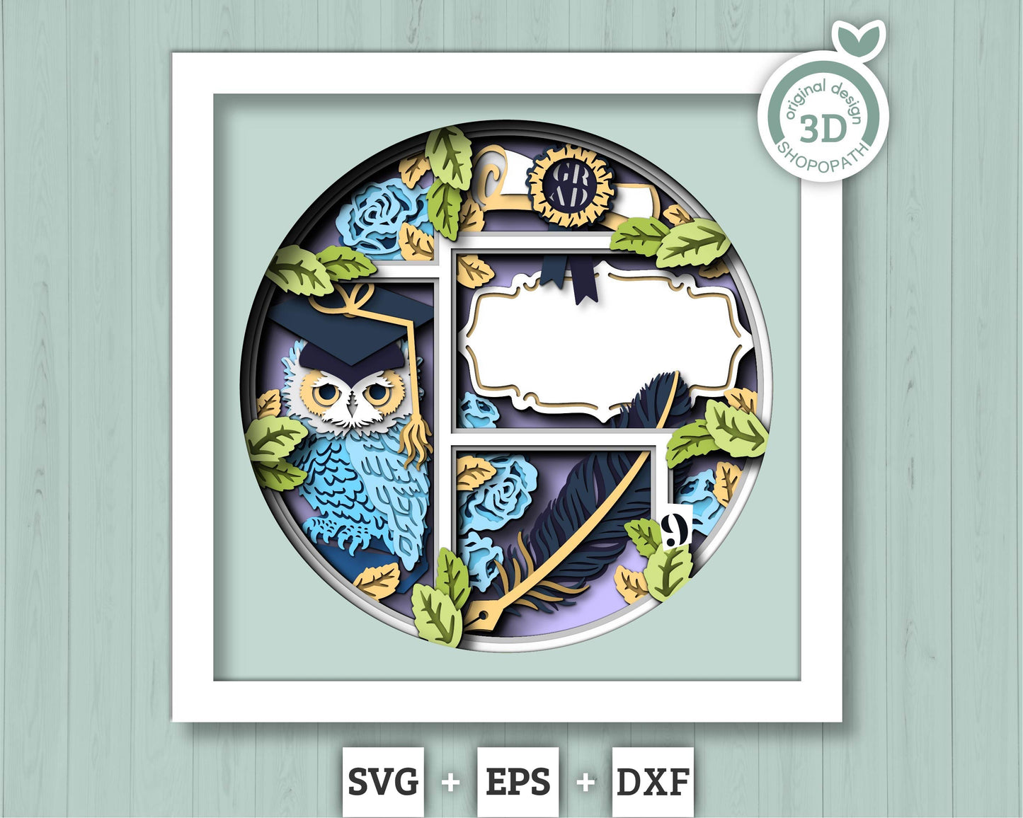 3D Customisable Graduation Shadow Box SVG, 3D Owl svg, 3D Graduation Cap svg, 3D Class of 2026 svg,  3D Summer SVG, Cricut Silhouette
