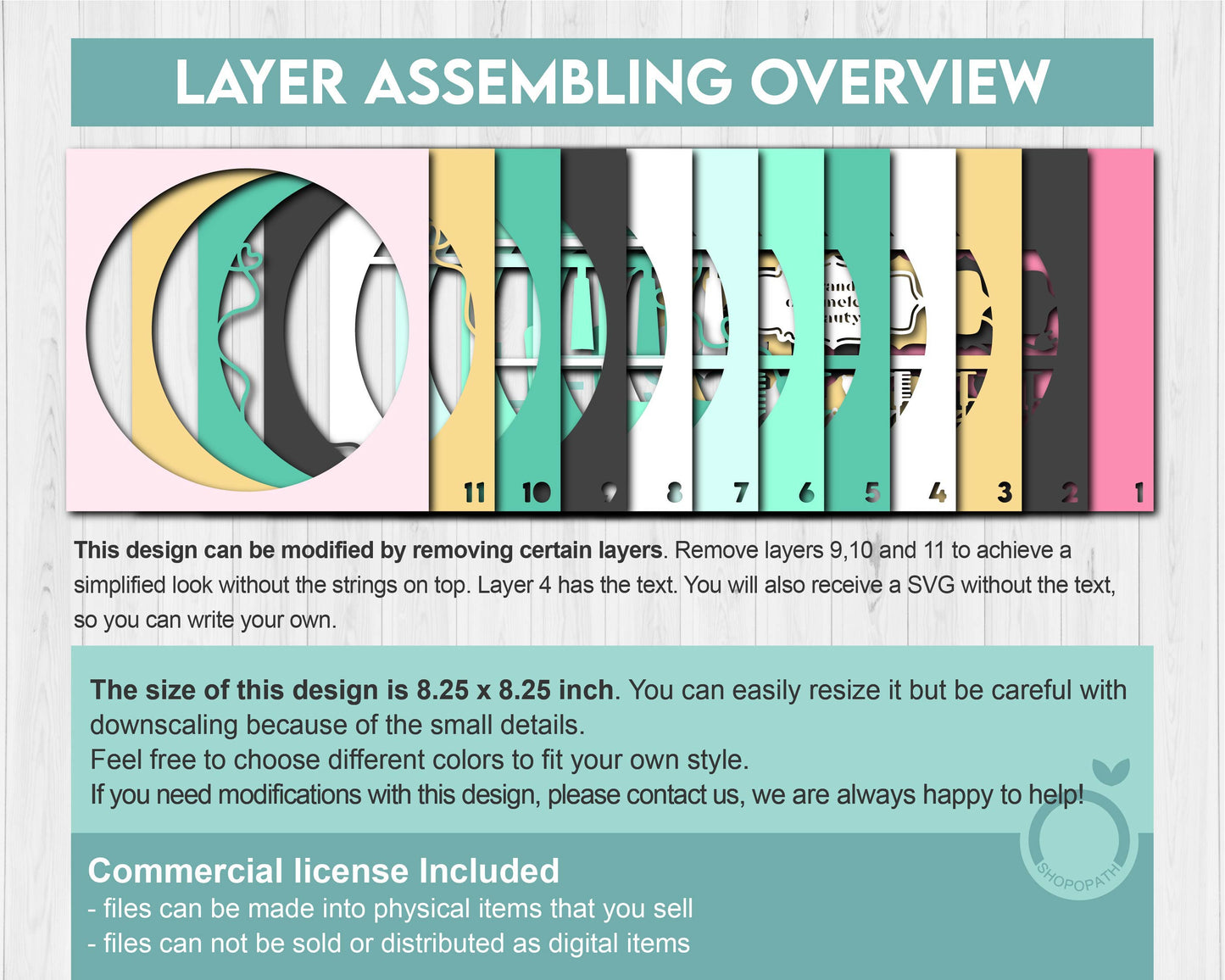 Hair Salon Tools with Label - 3D Shadow Box Layered SVG DXF EPS (Cutting Files)