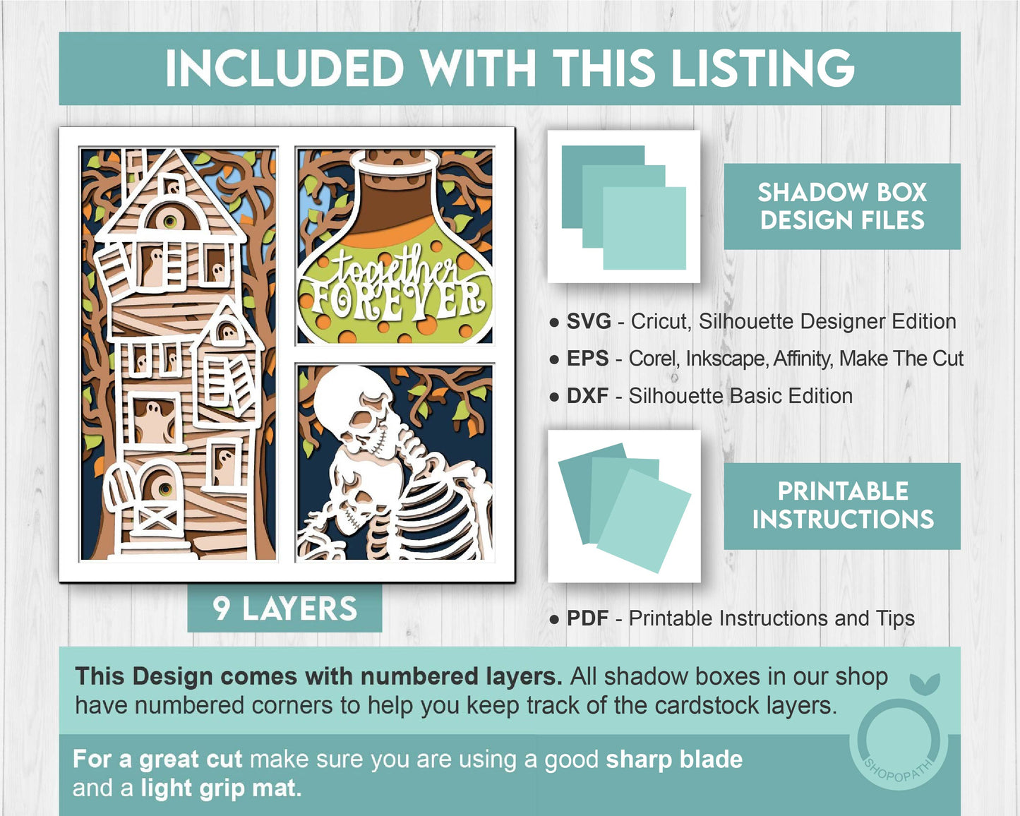 3D SVG Halloween Shadow Box, Layered Skeleton Couple Halloween, Haunted House 3D Svg Layered Papercut svg, 3d Layered svg, Cricut Silhouette