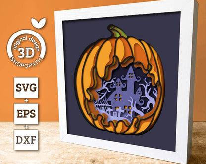 3D Layered Halloween SVG EPS, Scary Shadow Box, Witch 3D Svg Layered Papercut svg, 3d Halloween, Layered Pumpkin svg, Cricut Silhouette