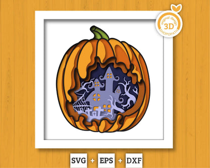3D Layered Halloween SVG EPS, Scary Shadow Box, Witch 3D Svg Layered Papercut svg, 3d Halloween, Layered Pumpkin svg, Cricut Silhouette