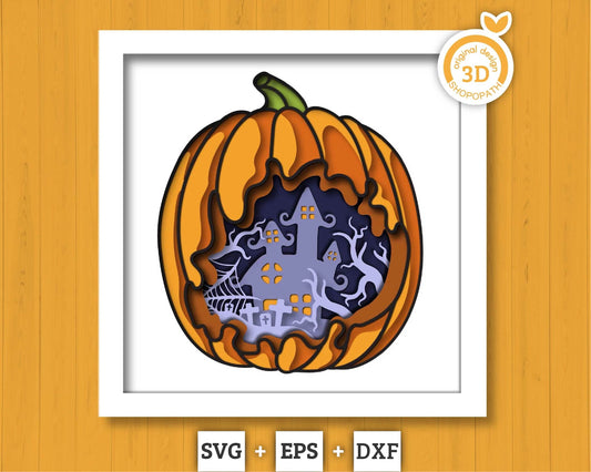 3D Layered Halloween SVG EPS, Scary Shadow Box, Witch 3D Svg Layered Papercut svg, 3d Halloween, Layered Pumpkin svg, Cricut Silhouette