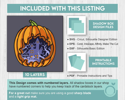 3D Layered Halloween SVG EPS, Scary Shadow Box, Witch 3D Svg Layered Papercut svg, 3d Halloween, Layered Pumpkin svg, Cricut Silhouette