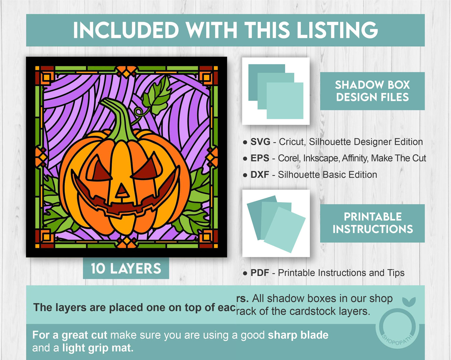3D SVG Stained Glass Halloween Pumpkin Shadow Box, Stained Glass Halloween 3D SVG, Layered Stained Glass Pumpkin 3d Svg, Cricut Silhouette