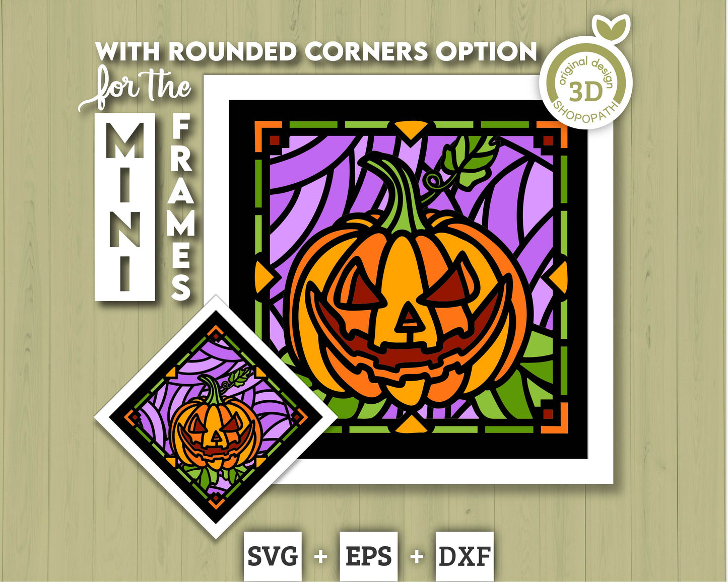 3D SVG Halloween Pumpkin Mini Stained Glass Shadow Box, Halloween 3d svg, Halloween Stained Glass 3D svg, Shadow Box svg, Cricut Silhouette