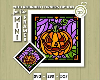 3D SVG Halloween Pumpkin Mini Stained Glass Shadow Box, Halloween 3d svg, Halloween Stained Glass 3D svg, Shadow Box svg, Cricut Silhouette