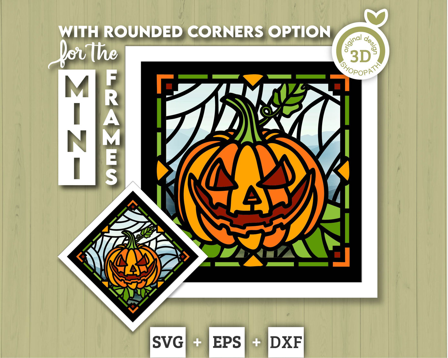 3D SVG Halloween Pumpkin Mini Stained Glass Shadow Box, Halloween 3d svg, Halloween Stained Glass 3D svg, Shadow Box svg, Cricut Silhouette