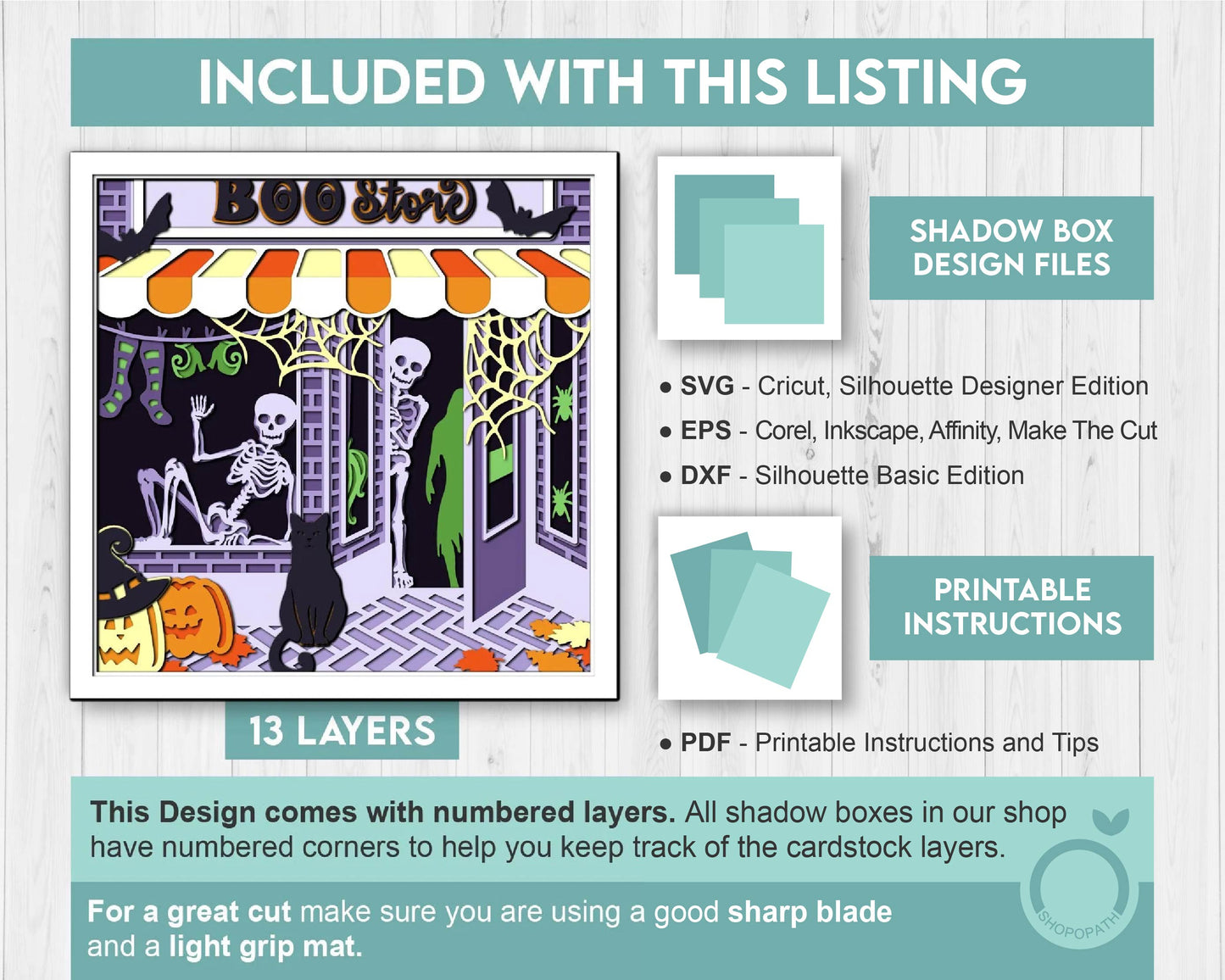 3D SVG Halloween Store Shadow Box, Layered Cat Halloween, Witch 3D Svg, Papercut svg, 3d Halloween, Layered Pumpkin svg, Cricut Silhouette