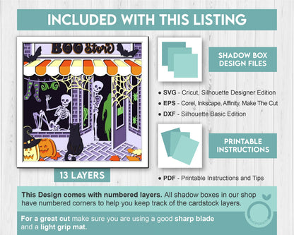 3D SVG Halloween Store Shadow Box, Layered Cat Halloween, Witch 3D Svg, Papercut svg, 3d Halloween, Layered Pumpkin svg, Cricut Silhouette
