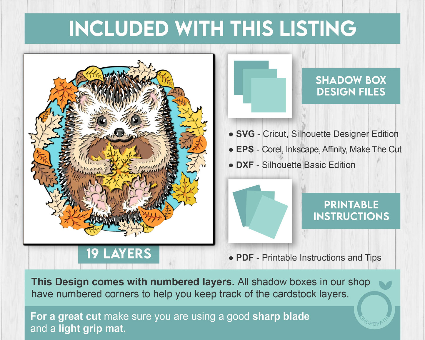 3D SVG Hedgehog Holding Maple Leaf Shadow Box, Autumn 3D SVG, Layered Hedgehog 3D Svg, Fall 3d SVG, 3d Svg Maple Leaf, Cricut Silhouette