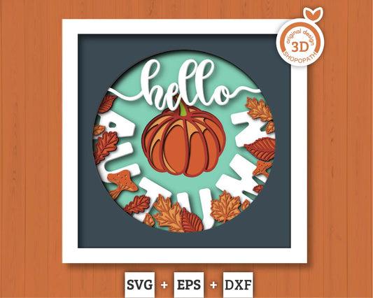 3D Layered Autumn SVG EPS, Fall Shadow Box, Pumpkin 3D Svg, Leaves 3d Svg, Hello Autumn Papercut svg, Cricut Silhouette