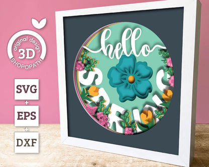 3D Layered Spring SVG EPS, Floral Shadow Box, Flowers 3D Svg, Tulip 3d SVg, Butterfly Layered Papercut svg, Cricut Silhouette