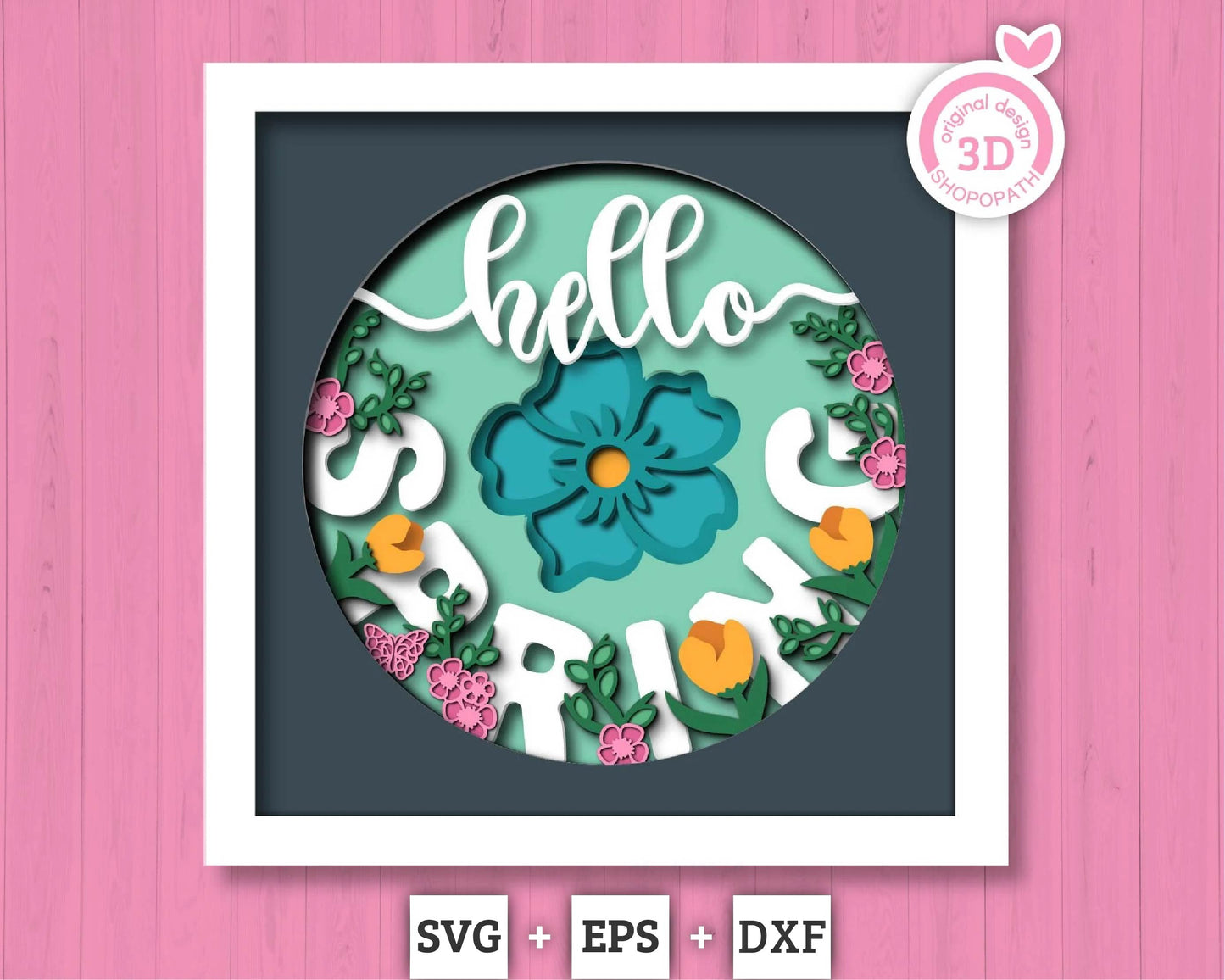 3D Layered Spring SVG EPS, Floral Shadow Box, Flowers 3D Svg, Tulip 3d SVg, Butterfly Layered Papercut svg, Cricut Silhouette