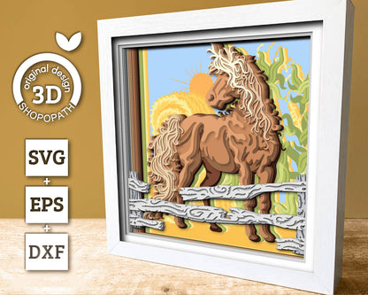 3D SVG Horse Shadow Box, 3D SVG Layered Horse, 3D Svg Sunflower, 3D SVG Farm, 3D Svg Corn, Harvest 3D Svg, Fall 3D Svg, Cricut Silhouette