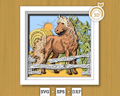 3D SVG Horse Shadow Box, 3D SVG Layered Horse, 3D Svg Sunflower, 3D SVG Farm, 3D Svg Corn, Harvest 3D Svg, Fall 3D Svg, Cricut Silhouette