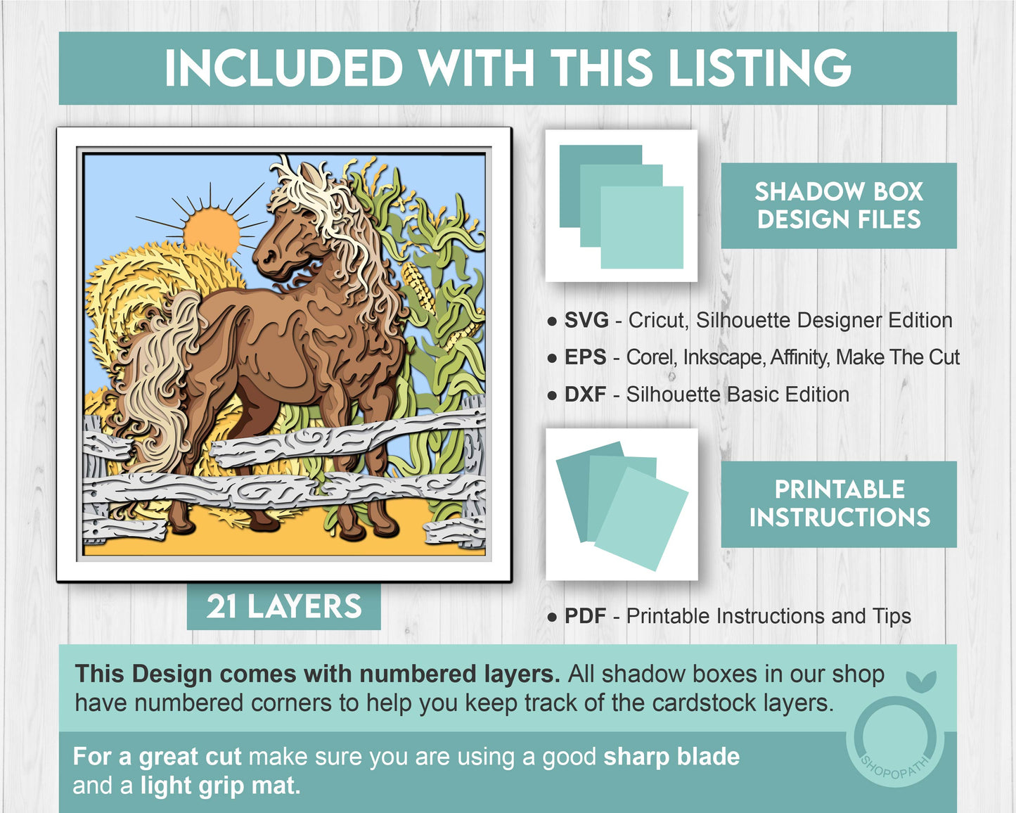 3D SVG Horse Shadow Box, 3D SVG Layered Horse, 3D Svg Sunflower, 3D SVG Farm, 3D Svg Corn, Harvest 3D Svg, Fall 3D Svg, Cricut Silhouette