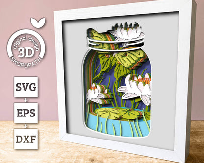 3D Luna Moth Jar Frame Shadow Box SVG, Layered Luna Moth 3D SVG, Lily Flower 3D svg, 3D Summer SVG, 3d Lotus Flower svg, Cricut Silhouette