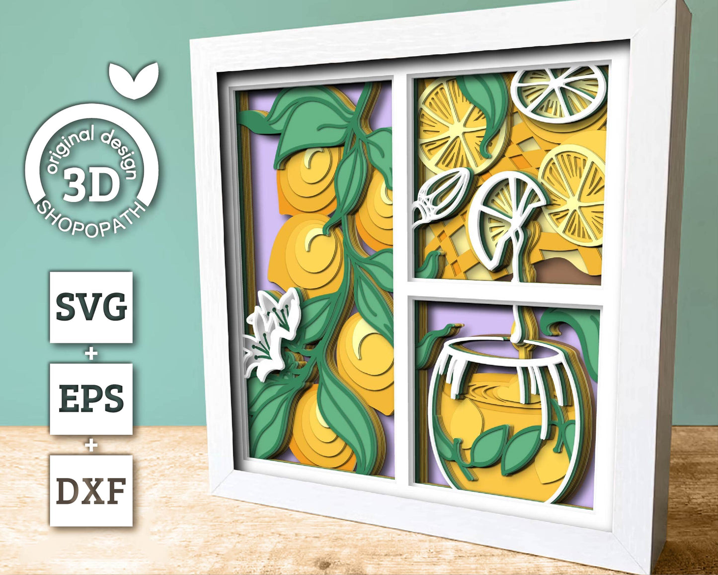 Lemon Tree with Lemonade - 3D Shadow Box Layered SVG DXF EPS (Cutting Files)