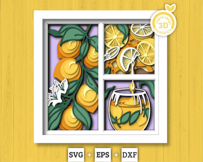 Lemon Tree with Lemonade - 3D Shadow Box Layered SVG DXF EPS (Cutting Files)