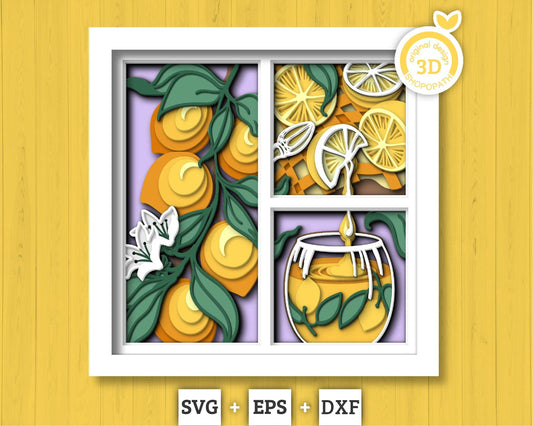 Lemon Tree with Lemonade - 3D Shadow Box Layered SVG DXF EPS (Cutting Files)